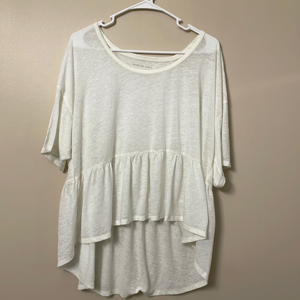 American Eagle White Oversized Peplum Top